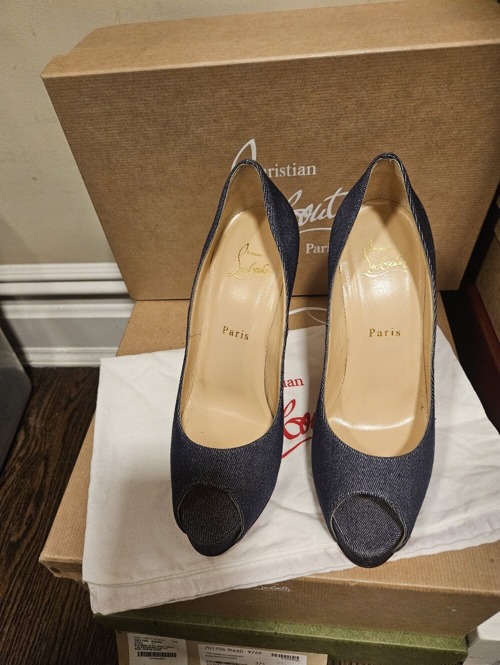 Christian Louboutin New Very Prive 120 Denim Size 38 - Picture 3 of 9